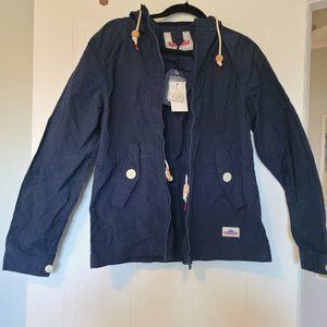 NWT Women's Navy Penfield Wax Coated Hooded Jacket W/ Zipper & Drawstring